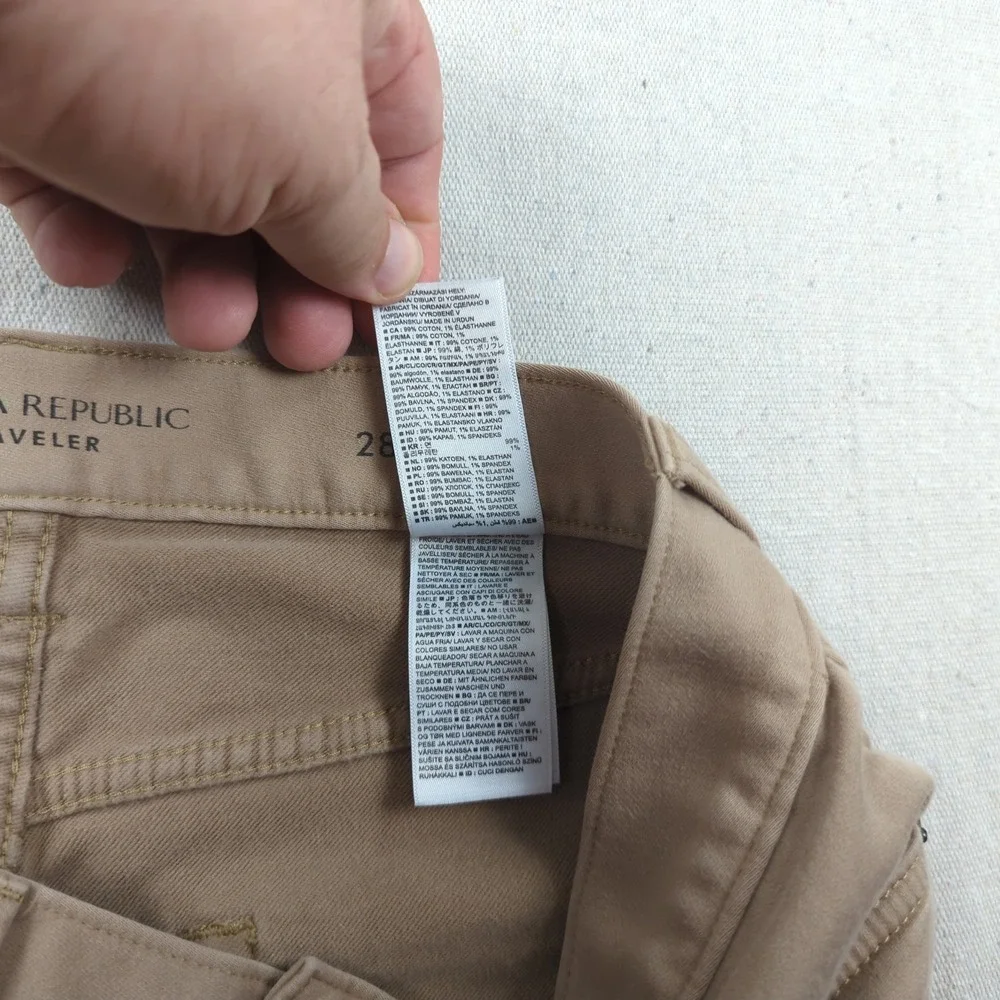 Banana Republic Mens 28x32 Khaki Pants Traveler Athletic Skinny Fit Golf Stretch